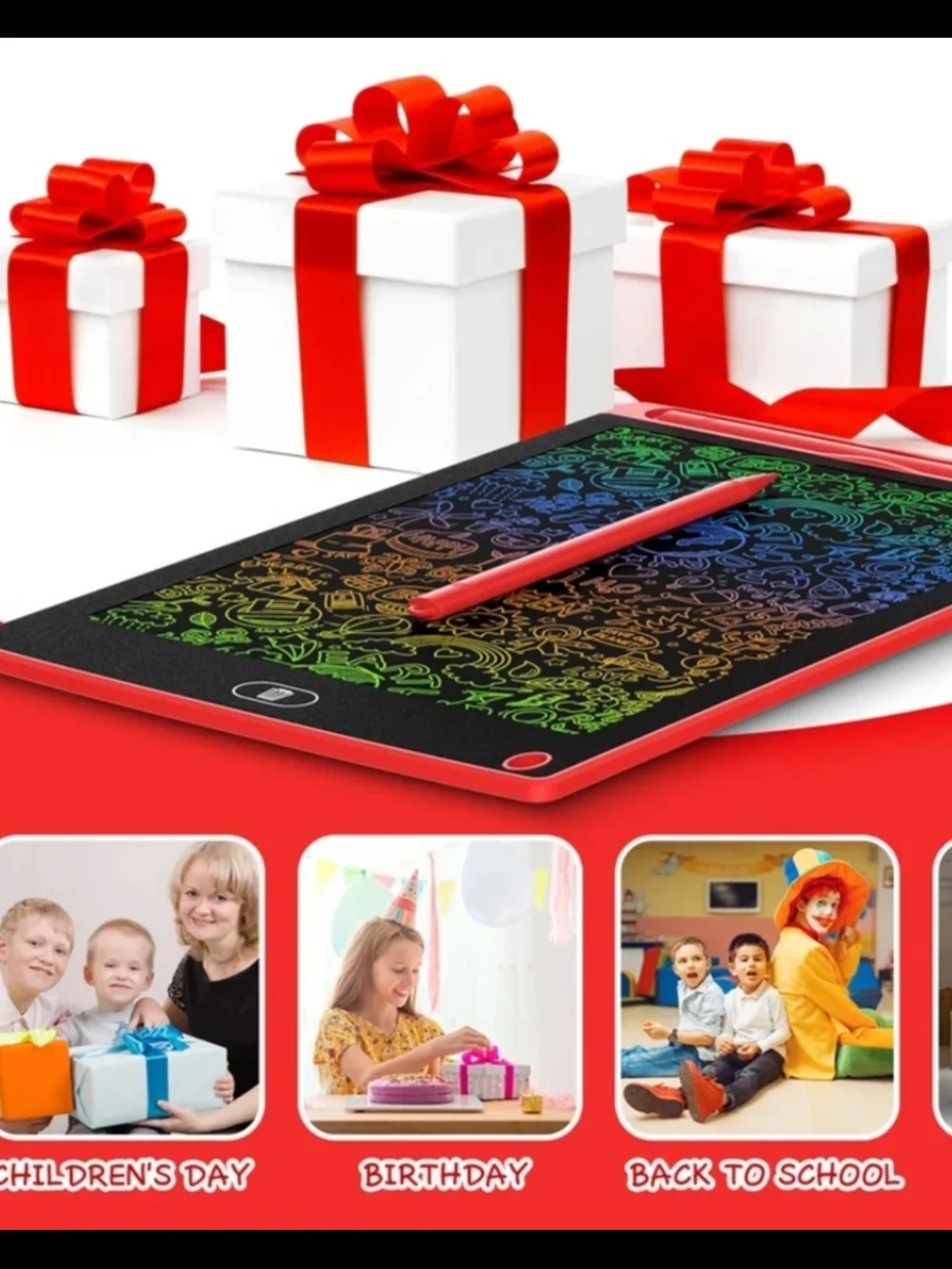 Red LCD Writing Tablet with Stylus - Unbranded